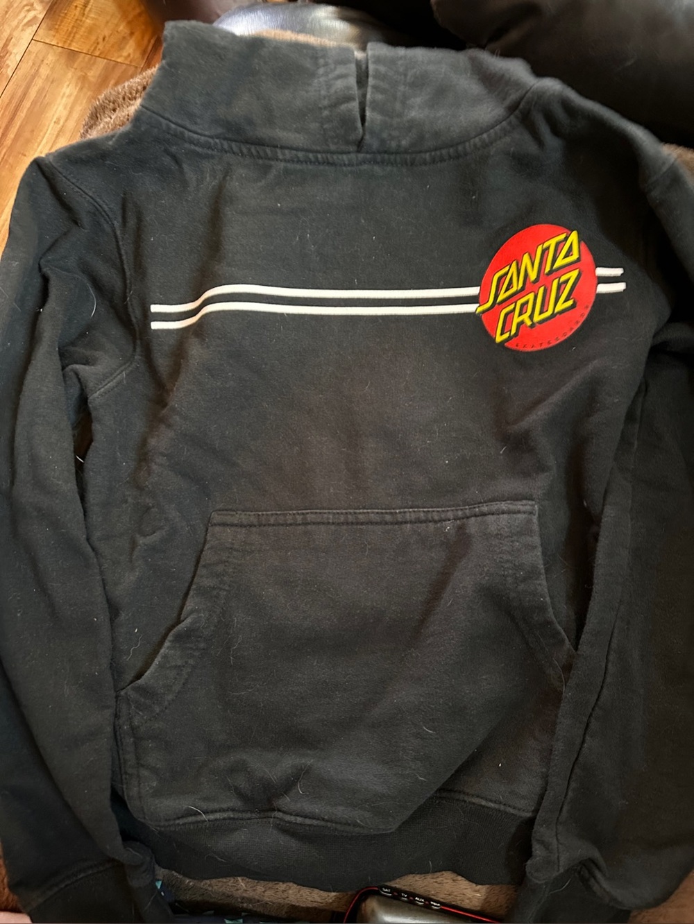 Santa Cruz Skateboards Black Kids Hooded Sweatshirt with Red Logo